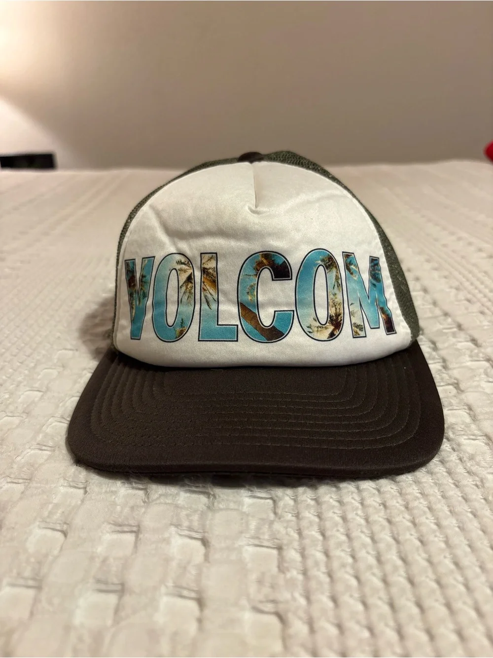 Volcom Trucker Hat in White and Brown